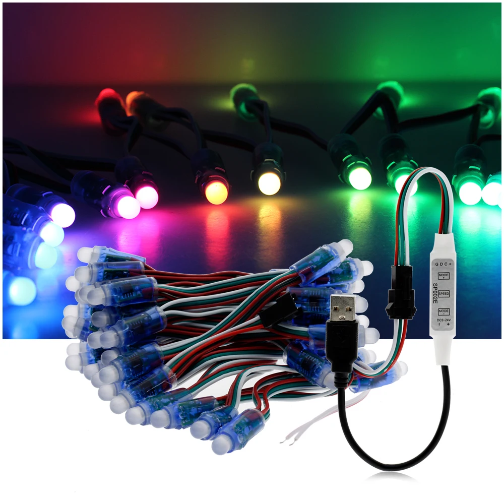 WS2811 RGB светодиодный модуль IP68 Водонепроницаемый DC5V полноцветный светодиодный пиксельный модуль световые огни 50 пикселей/штука с 17key контроллером