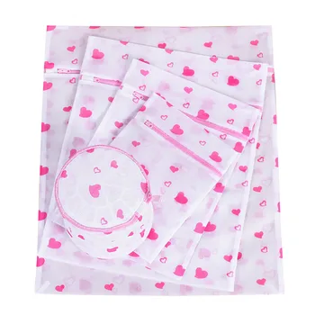 

5Pcs Zipper Laundry Bags Printing Mesh Wash Sacks Set Cartoon Thickening Laundry Bags Bra Pack Underwear Organizer Washing Bag