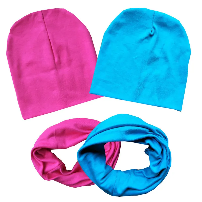 Осень-зима детская шапка комплект для мальчиков и девочек весной шеи шарф теплый шарф Детские вязаные шапки комплекты хлопок детская