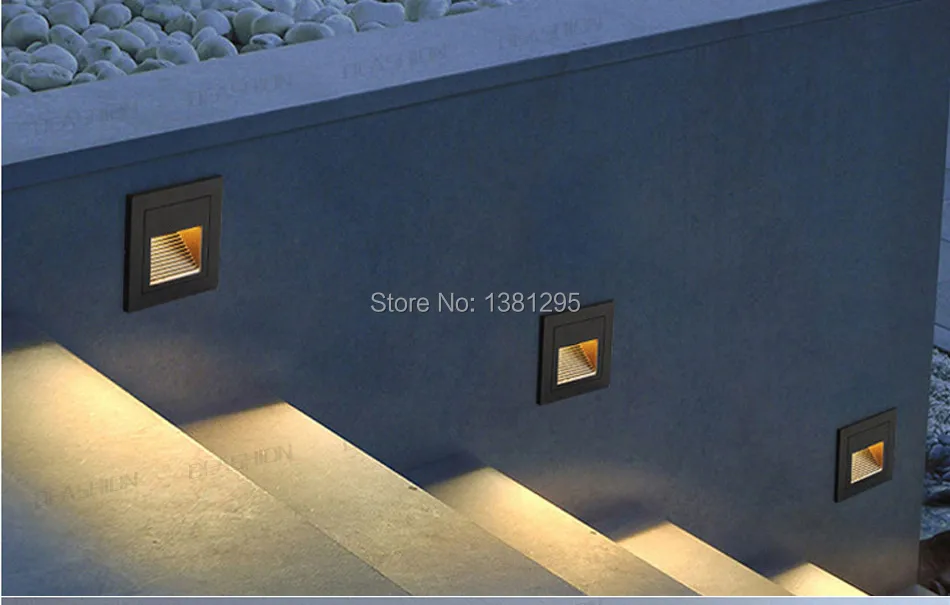 Lâmpada da Escada de Parede ao ar Livre Passo Praça Impermeável Footlight Recesso Laminado Piso Terraço Iluminação Branco Preto Led Luz Ip65 4 Luzes e Iluminação