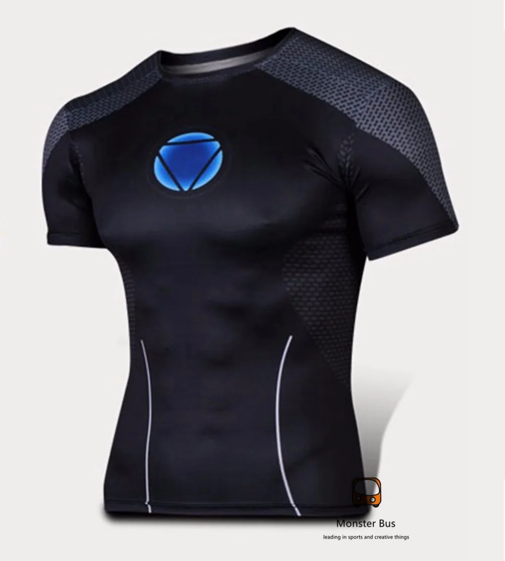 Super Thin Iron Man Shirt 3D Cutting Tony Stark Sports T shirt Lycra Cold Sports Cycle