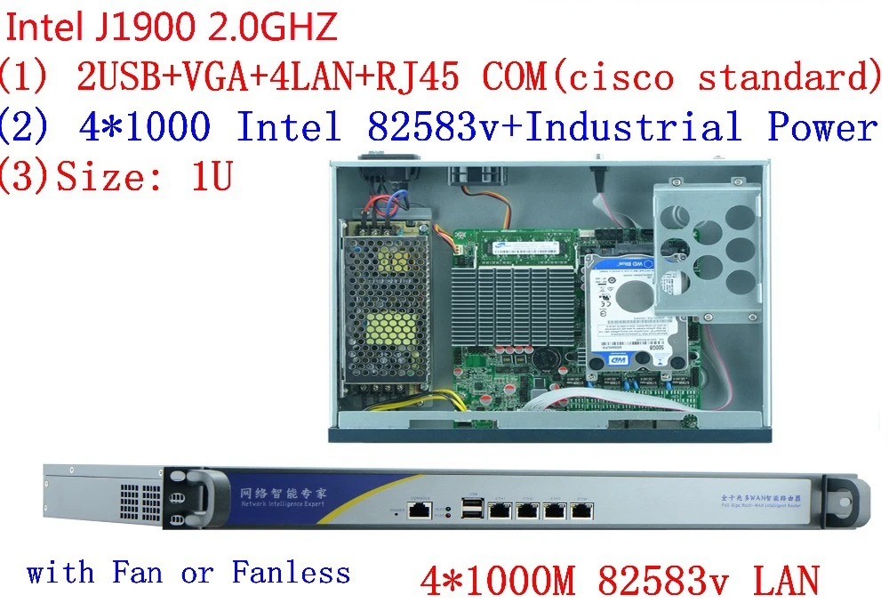 1U Pfsense Celeron J1900 Quad Core font b Network b font Security Control Desktop Firewall Router
