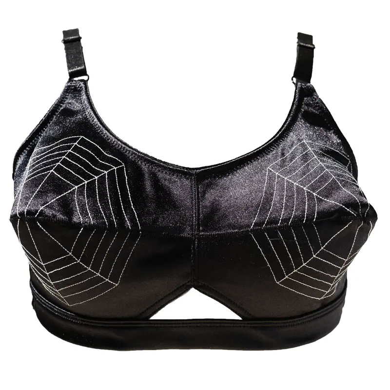 Vintage Black Spider Pattern Sexy Bullet Bra for Women/Female/Lady, Retro Cone  Bra Lingerie Underwear BR2018