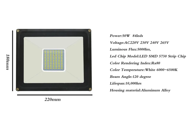 IP65 Водонепроницаемый Светодиодный прожектор 50 W 100 W 220 V 230 V 240 V наружного внимания светодиодный Светодиодный прожектор Exterieur настенный светильник проекторы