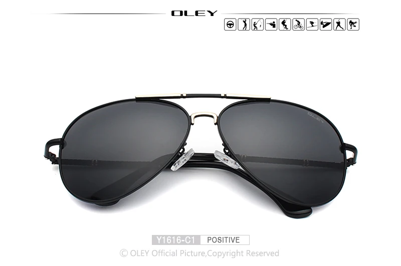 OLEY унисекс поляризованные солнцезащитные очки для мужчин wo мужские негабаритные солнцезащитные очки для вождения очки gafas lunettes de soleil для мужчин Y1616 - Цвет линз: Y1616 C1 BOX