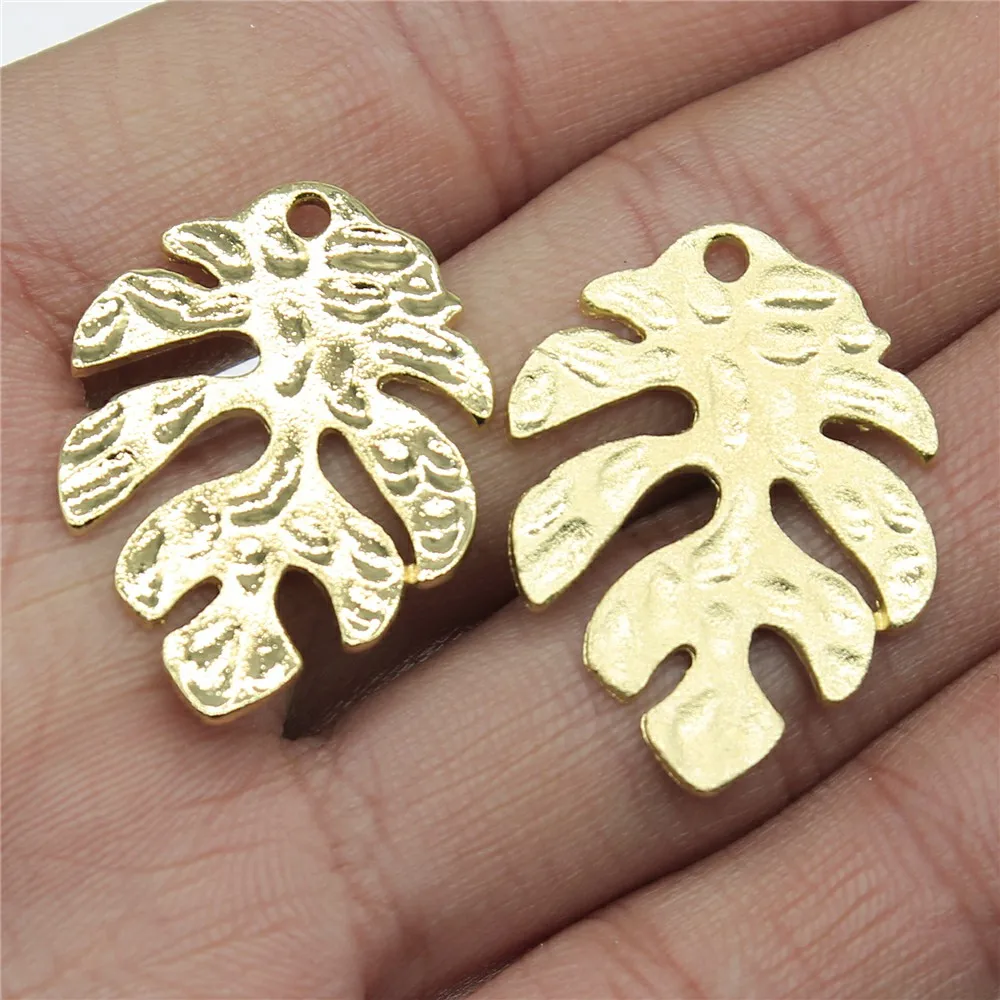 

5pcs/lot 21x29mm Leaves Charms Pendant For Jewelry Making High Quality KC Gold Color Alloy Charms For Earring Making