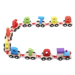 Мини цифровой поезд Деревянный Алфавит числа образования детей строительный блок babyTrain Железнодорожный Блок игрушка для детей