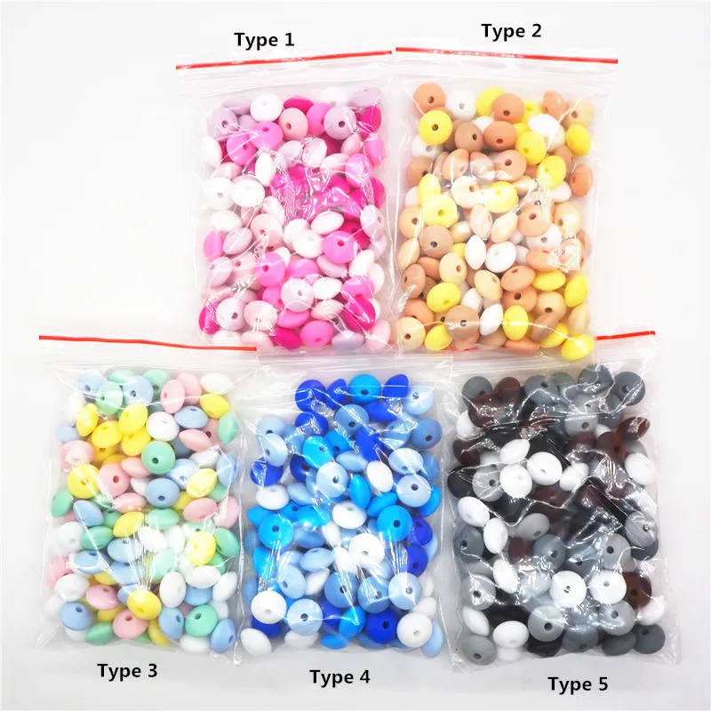 Contas de Lentilha Chenkai Silicone Faça Você Mesmo Bebê Abacus Forma Mordedor Pingente Chupeta Jóias Fazendo Mastigar Grânulo Acessórios 100 Pçs 12x7mm