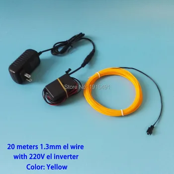 

NEW 1.3mm EL Wire Flexible LED Strip Neon light 20Meters+one AC-220V Cell Boxes Drive for car-detector Decoration