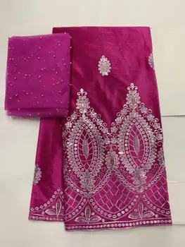 

African Glitter Lace Fabric 2019 High Quality Lace, Pink Fabric Lace, African Velvet Lace Applique Fabric (5+2) yards/lot(5-19