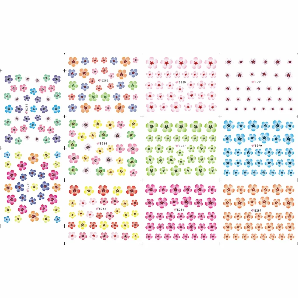 11 PCS / LOT SIMULATION SELF-ADHESIVE 3D NAIL TATTOOS STICKER FLOWER VIOLET AZALEA STRAMONIUM E281-291 | Красота и здоровье