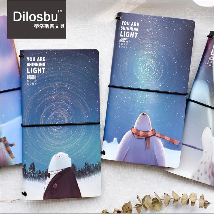 Dilosbu A6 путешествия журнал пополнения Тетрадь световой внутренняя Бумага кожаный чехол милый планировщик школьные принадлежности
