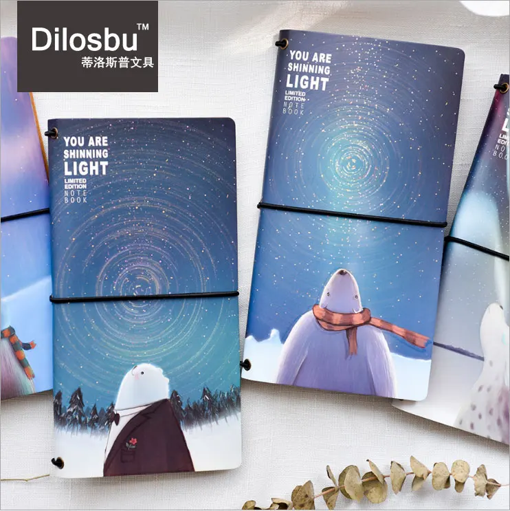 

Dilosbu A6 Travel Journal Refill Notebook Luminous Inner Paper Leather Cover Cute Planner School Supplies Small Gift For Student