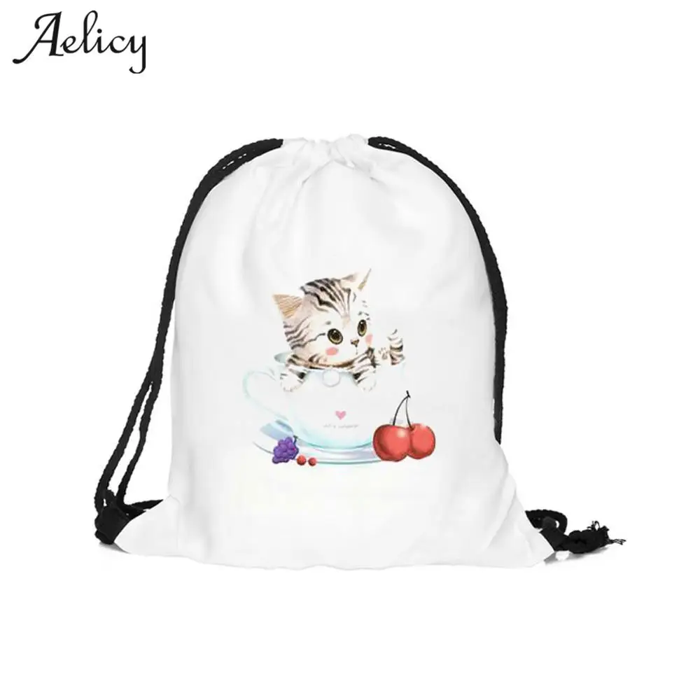 

Aelicy Unisex Backpacks 3D Animal Printing Bags Men Women String Drawstring Backpack Ladies Portable Softback bolsa feminina