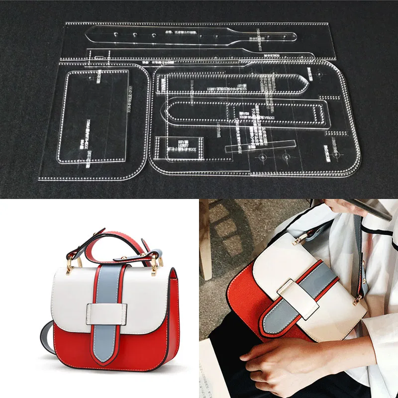 

1Set laser cut Acrylic Template Pattern Tool For DIY Handmade Handbag Leather Craft Sewing Pattern Sewing stencils 19x6x7cm