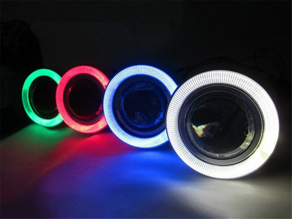 LED Car Light Fog Lights 1Set Angel Eyes Fog Lamp 2.5" 3.0" 3.5" 64mm 76mm 89mm 12V Universal COB LED DRL Driving Lights white blue pink yellow green red