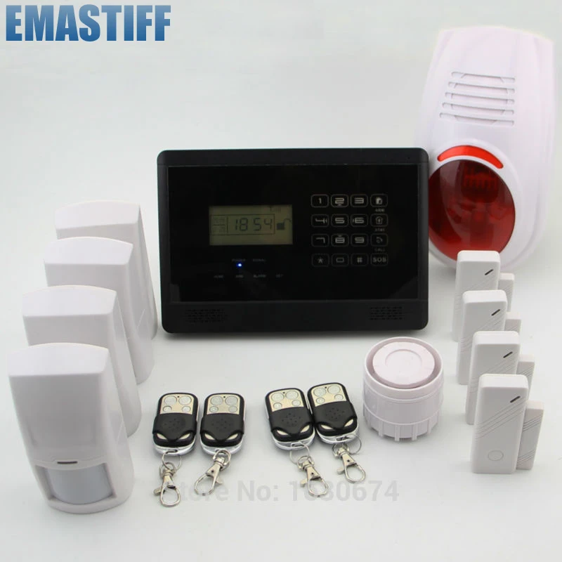 

Wireless GSM Alarm system Home security Alarm systems with LCD Keyboard Sensor alarm+wireless siren