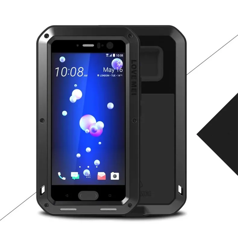 

Love Mei Waterproof Shockproof Rugged Tempered Glass Cover Straight Metal Aluminum Case For HTC U11