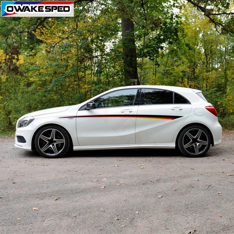 Автомобильные полосы на талии, наклейки для Mercedes-Benz A/B, класс W176, W246, флаг, цветные скоростные наклейки, автомобильные аксессуары для тела, водонепроницаемые