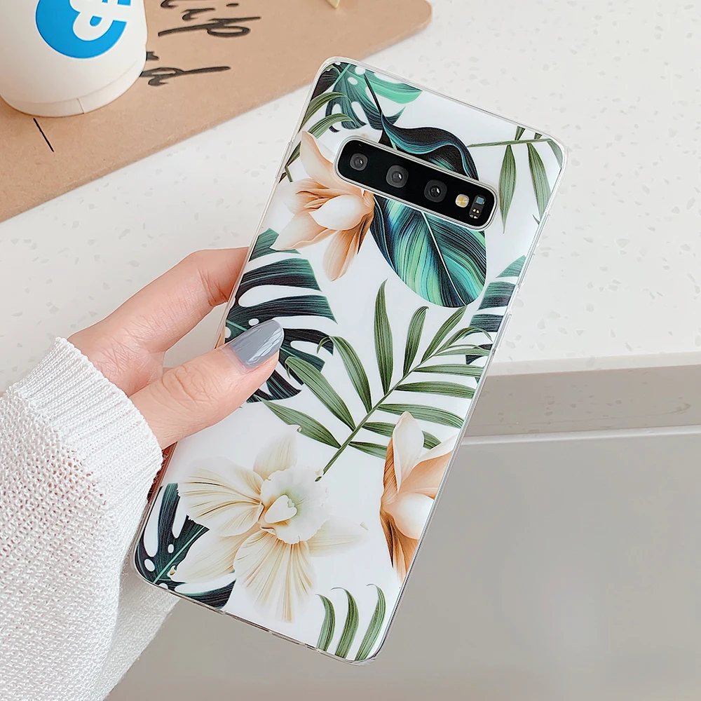 Чехол для телефона LOVECOM в винтажном стиле с цветами и листьями для samsung Galaxy Note 10 Pro A50 A51 A70 S8 S9 S10 Plus S10e мягкий IMD чехол-накладка