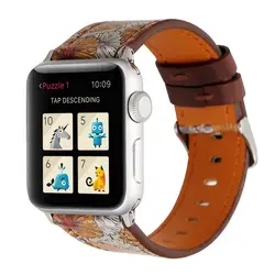 Цветочный принт ремешок для apple watch серии 4 3 2 замена Браслет из мягкой кожи Браслет для apple iwatch 38/40/42/44