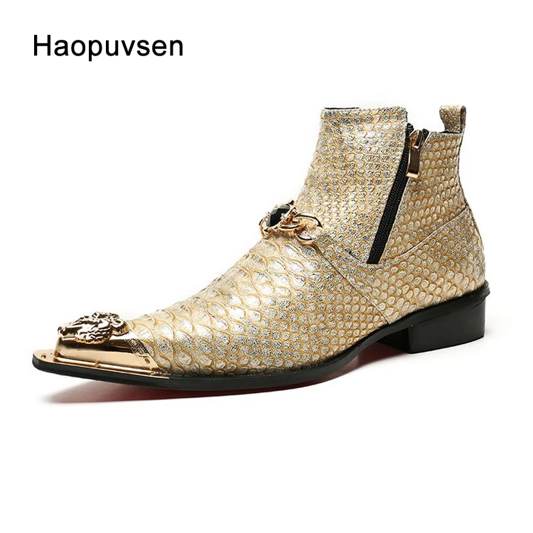 2017 British Style Mens Leather Ankle Boots Checkered High Top Embossed