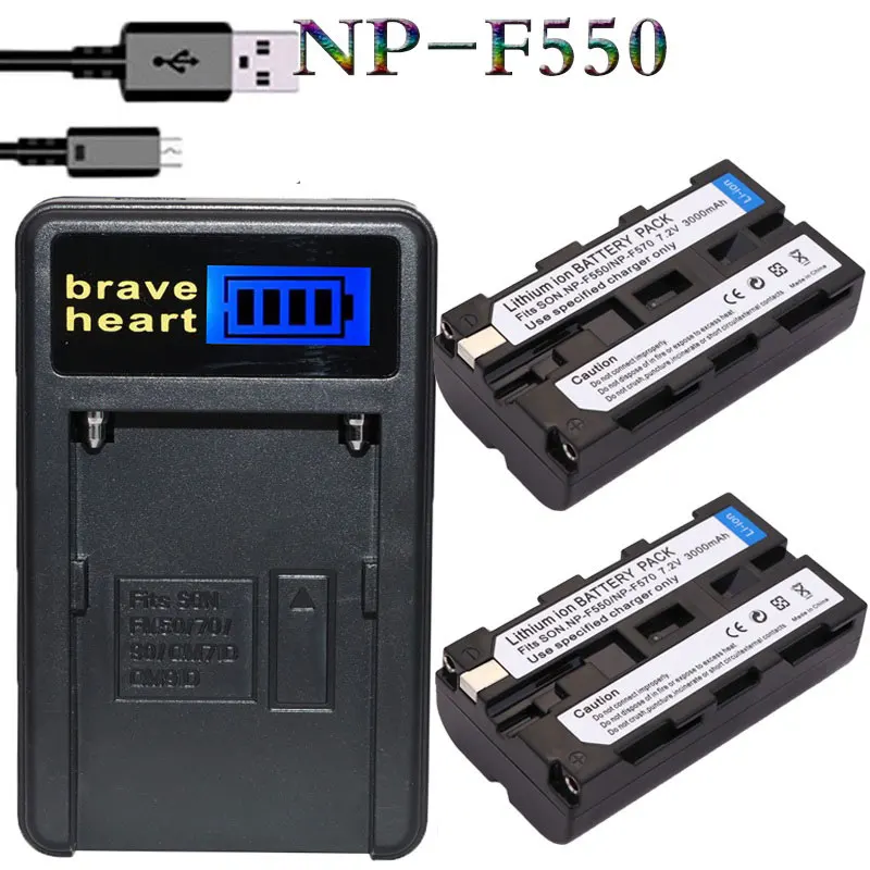 2x батареи NP-F550 NP-F330 NP-F530 NP-F570 NP-F730 NP-F750 Батарея+ ЖК-дисплей USB Зарядное устройство для sony CCD-SC55 CCD-TRV81 MVC-FD81 - Цвет: charger and 2battery