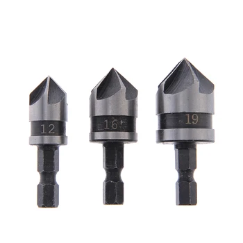 

1/4 Hex Shank Countersink Drill Bit 5 Flute 90 Degree Woodworking Chamfer Counter Sinks 12-19mm Chamfering Debur Countersink