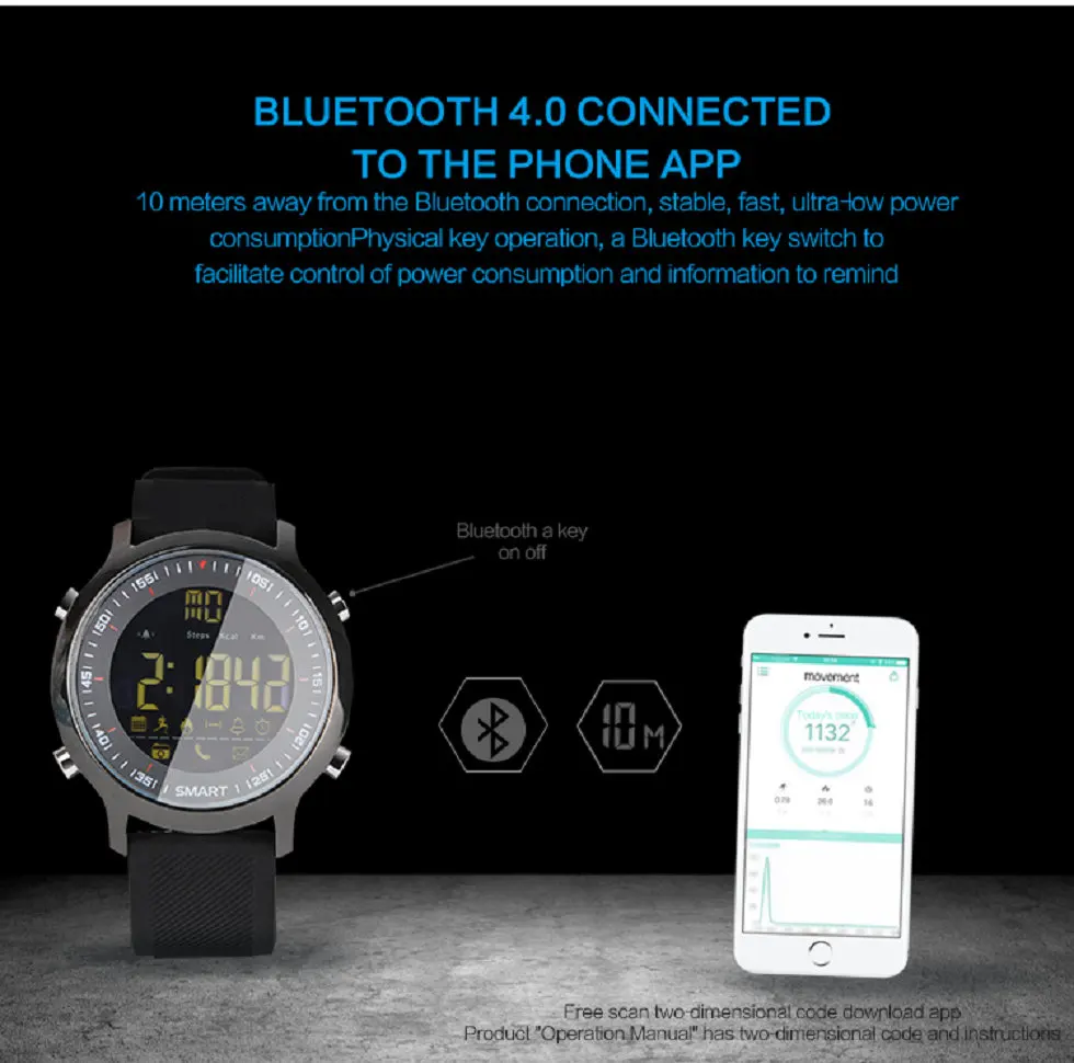 EX18 спортивные Смарт-часы IP68 Водонепроницаемые 5 АТМ шагомер Xwatch плавательные умные часы Bluetooth часы для смартфона