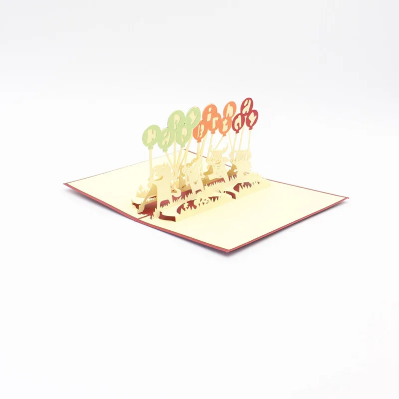 3D лазерная резка ручной работы мультфильм животных С Днем Рождения Бумажные Пригласительные открытки для детей креативный подарок