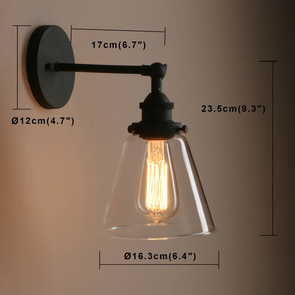 Permo Vintage 6.3'' Funnel Glass Wall Lamps Rose Gold Sconce Bedside Wall Light Modern E27 Lighting Fixtures for dressing table