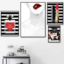 

Sexy Girl Paris Perfume High Heel Lipstick Wall Art Canvas Painting Nordic Poster And Prints Wall Pictures For Living Room Decor