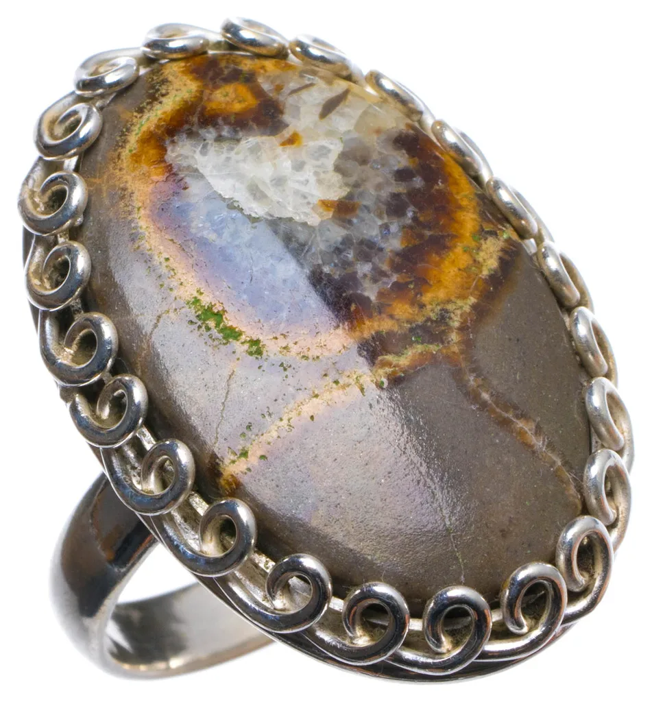 

Natural Dragon Septarian Handmade Unique 925 Sterling Silver Ring, US size 7.75 X2558