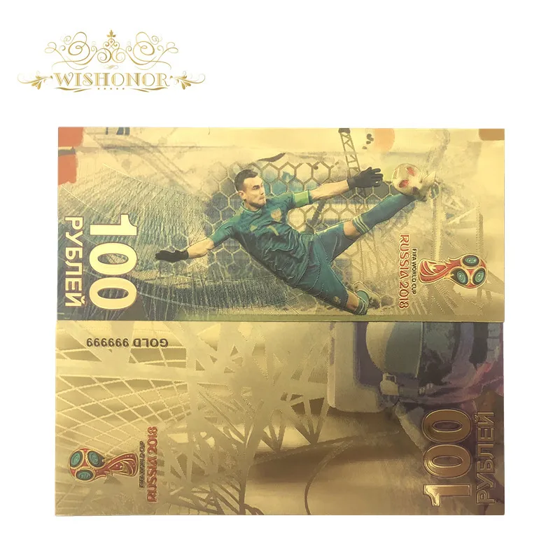 200 шт./лот новые продукты для 2018 Чемпионат мира по России Akinfeev и Messi 100 рублей
