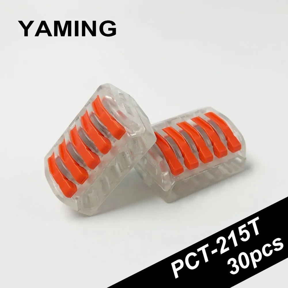 

Connector 5P Terminal blocks 5 Pins Transparent box cage Fast connection Wire conductor one-in five-out PCT-215T (30PCS)