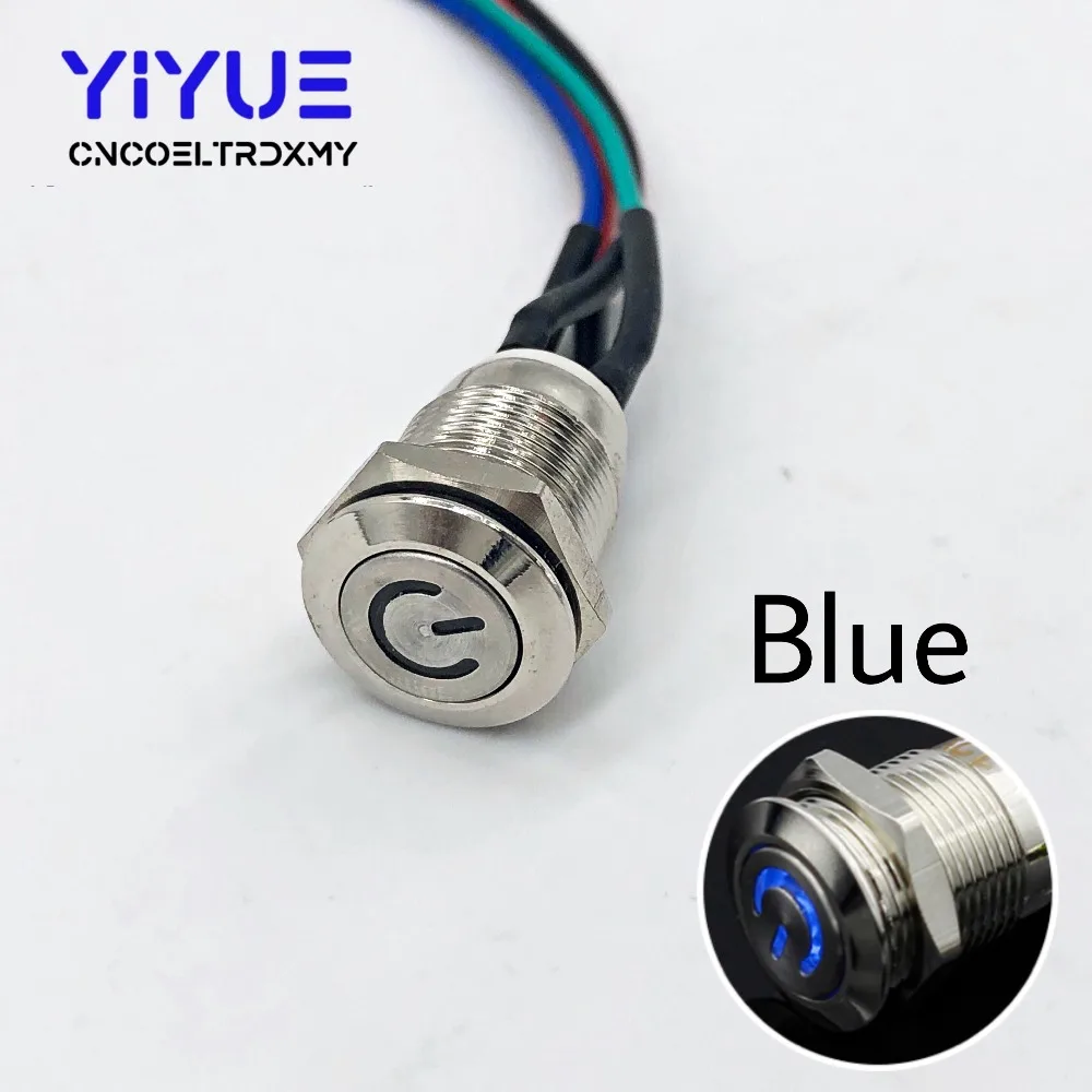 Metal Push Button Switch On-off With LED light 5V 12mm6