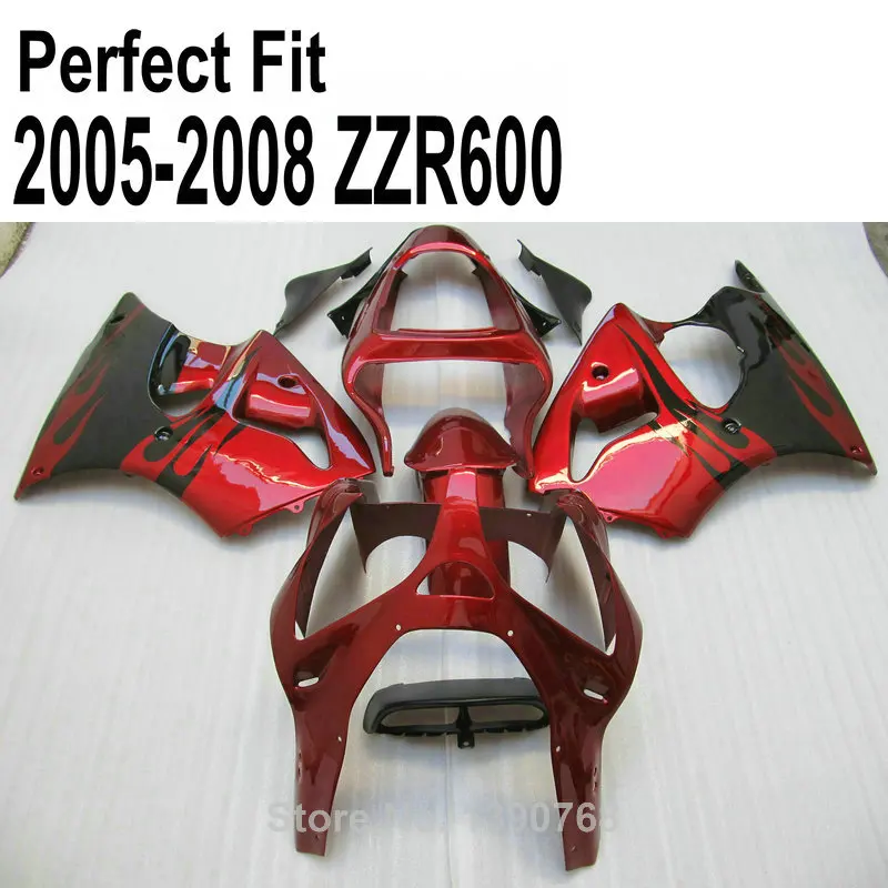 

Injection molding fairing kit for Kawasaki ZZR600 2005 2006 2007 2008 2007 2006 wine red fairings TP120