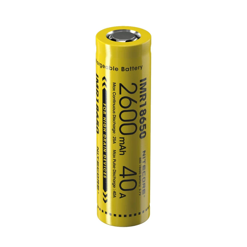 

1 PC NITECORE of IMR18650 2600mAh 40A 3.7V Li-Ion Protected Rechargeable High Performance Battery for Vaping Devices