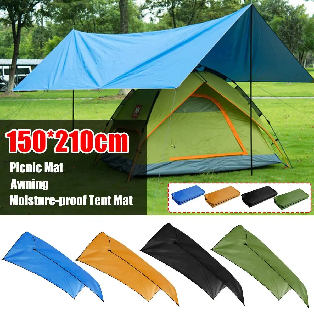 

150x210cm 210D Beach Sun Shelter Tarp Waterproof Tent Shade Ultralight UV Garden Awning Canopy Sunshade Outdoor Camping Hammock