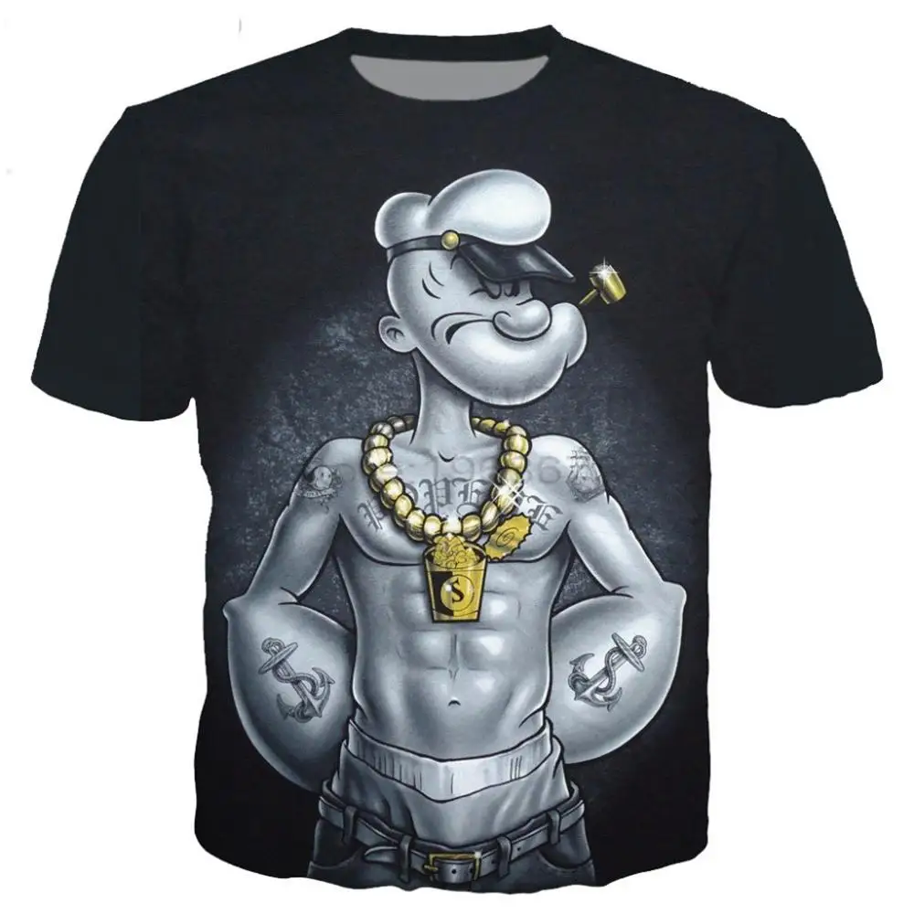 

New classical popeye series t shirt men women 3D printed novelty fashion tshirt hip hop streetwear casual summer tops