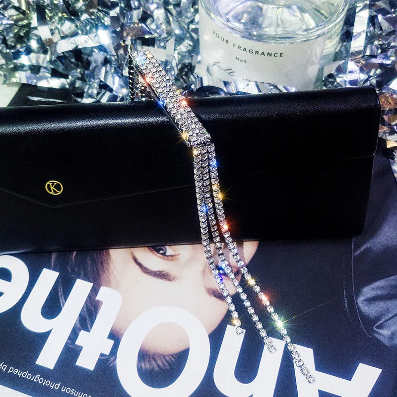 FYUAN корейский стиль блестящие стразы шпильки для женщин Bijoux серебряный цвет длинные кисточки Кристаллы Свадебные аксессуары для волос подарок