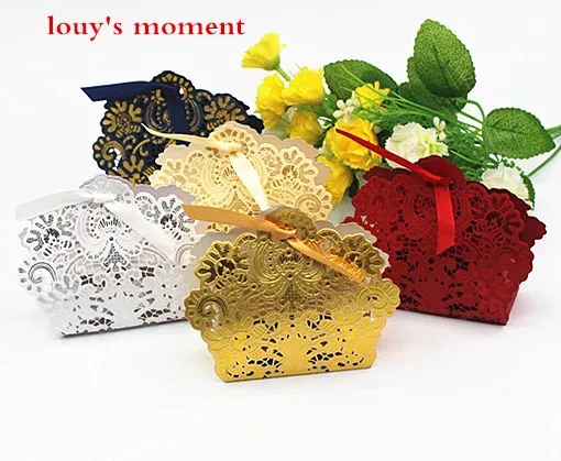 Whole 100 X Wedding Candy Box Gold Red White Laser Cut Whole 100 X Wedding Candy Box Gold Red White Laser Cut Favor