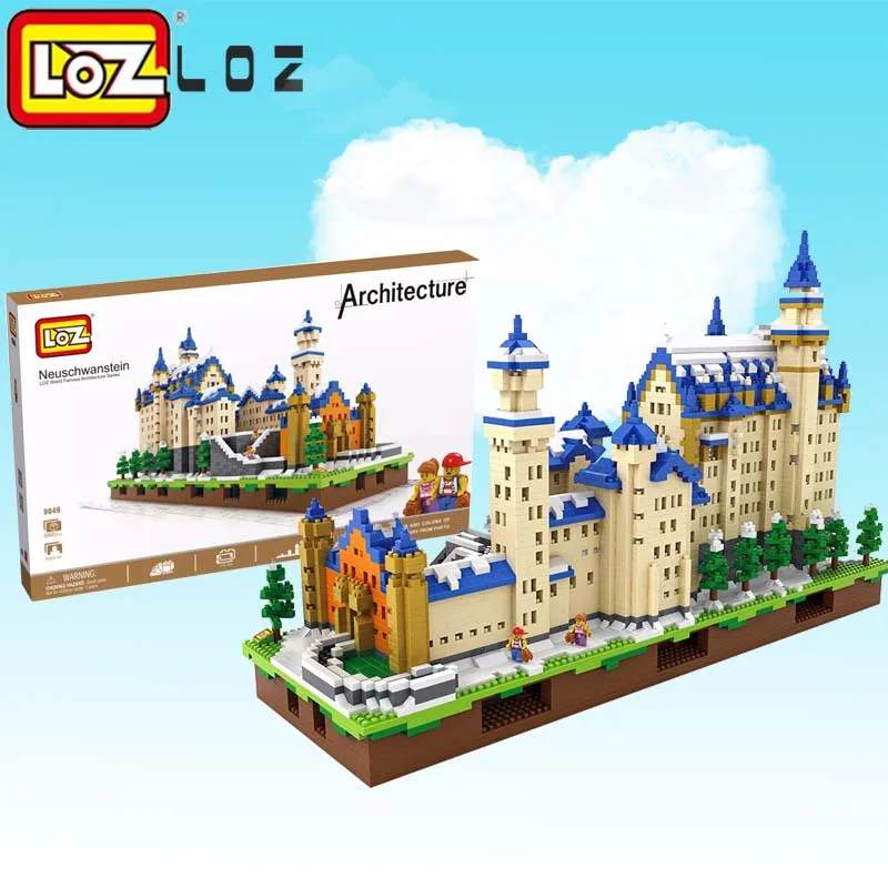 LOZ алмазные блоки Neuschwanstein DIY лебединый камень замок 3D модель technic образовательная Викторина Рождественский подарок игрушки для детей