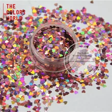 TCA911 лазерный светло-розовый цвет в форме сердца 3 мм размер блестящий зеркальный блеск для ногтей, Татто, художественное украшение и другие