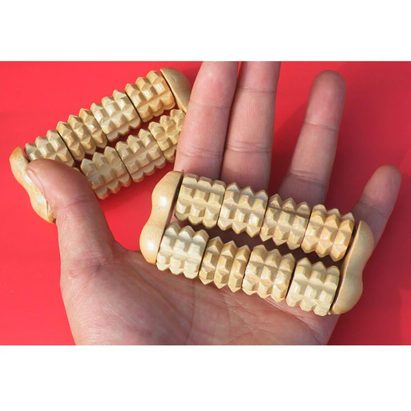 

Wooden Massage 2 Raw Wood Roller Hand Held Massager Stress Relief Health Relax Therapy Body Relaxation