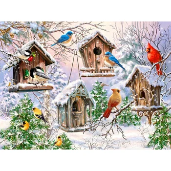 

5D DIY diamond embroidery winter birds in house diamond painting Cross Stitch full square Rhinestone mosaic decoration L34