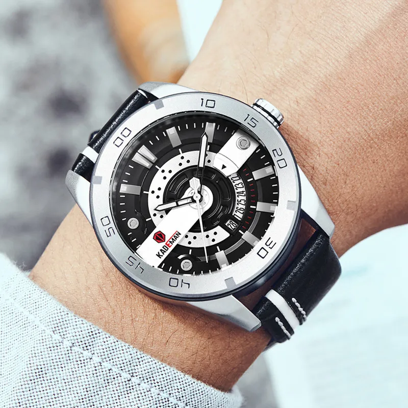 

KADEMAN 2020 Sports Mens New Waterproof Quartz Watches Automatic Date Military Leather Male Wrist Luxury Relogio Masculino