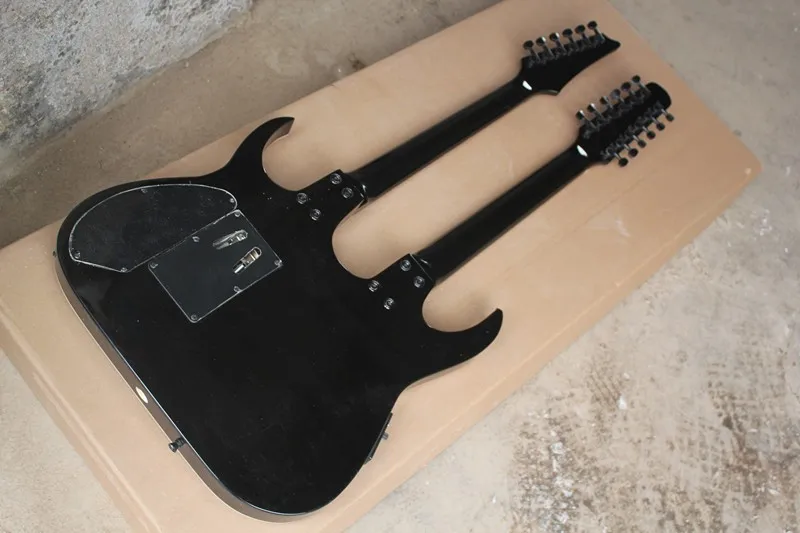 Продажа с завода электрическая гитара sunburst двойной шеей 6 + 12 струн пикапами floyd rose