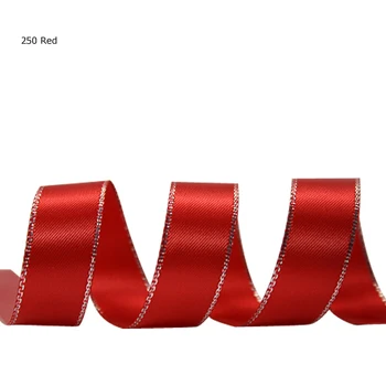

5/8 inch(16 mm)Double Side Satin ribbon with silver metallic edge