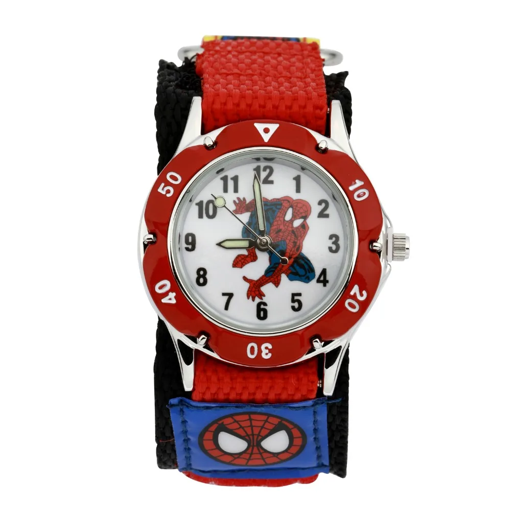 

2017 Children Cartoon Spiderman Watch Fashion Boys Kids Students Spider-Man Nylon Sports cartoon-watch Analog quartz watch